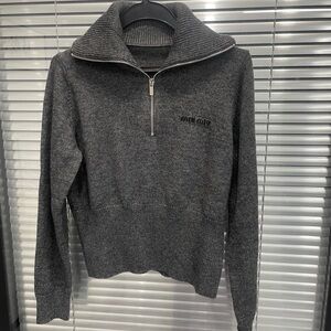 Miu Miu Dark Gray Zip-Up Sweater